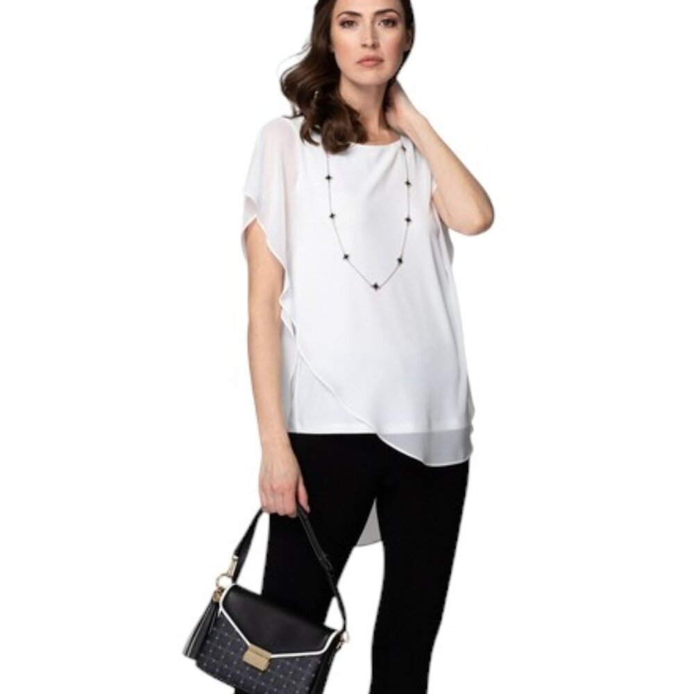 Joseph Ribkoff White Layered Chiffon Blouse NWT